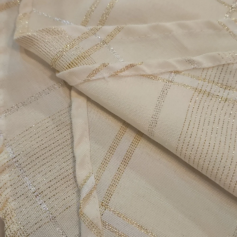 Beige Gold Silver Metallic Table Cloth 60